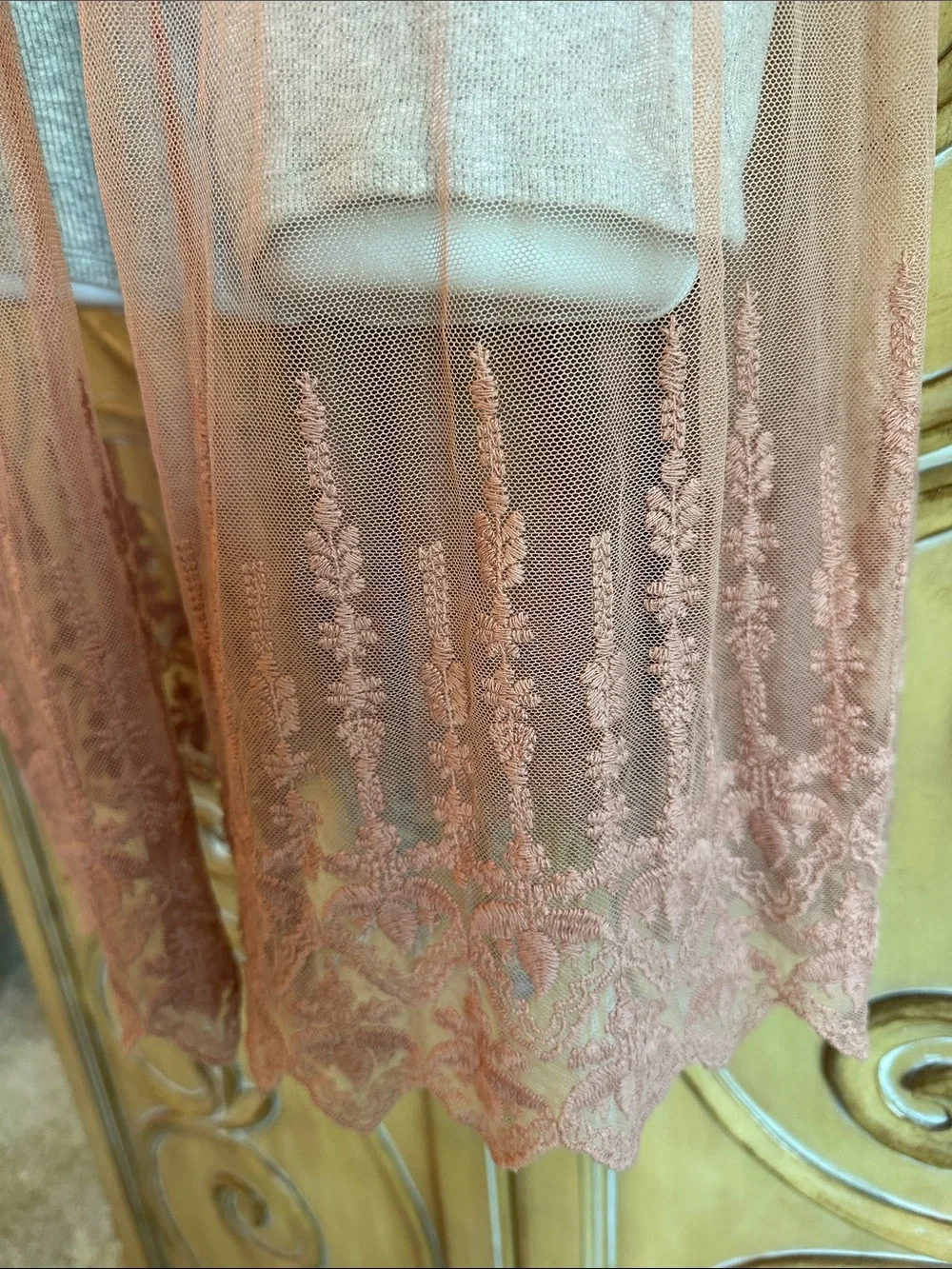 Lace & Tulle Open Front Duster in Dusty Rose